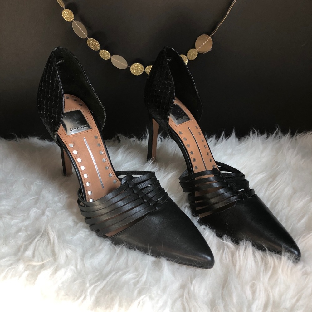 Dolce Vita Black D-Orsay Snakeskin Pumps